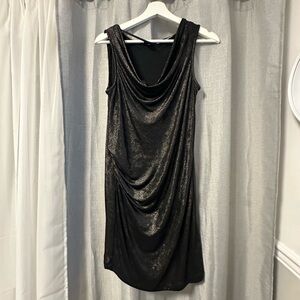 Calvin Klein Jeans Metallic Black Draped Mini Dress